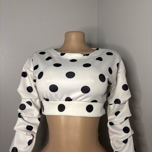 Elegant Black Polka Dot Crop Top
